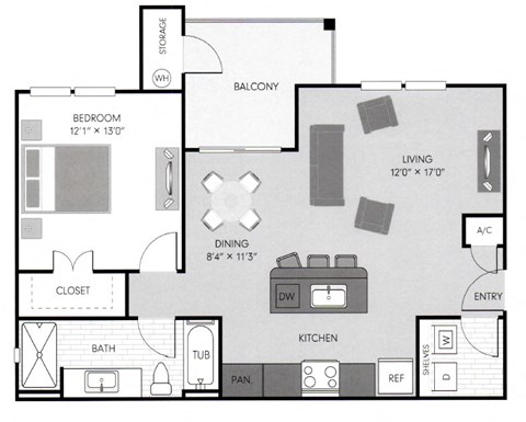 A1 Floor Plan at The Santal, Austin, TX
